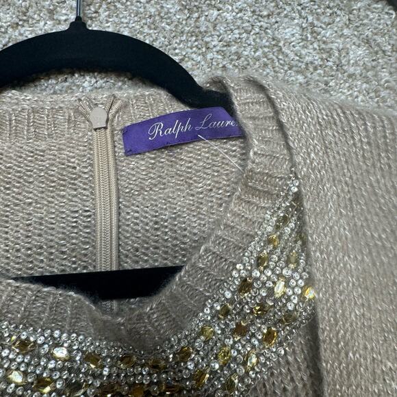 Ralph Lauren Purple Label Hand Knit Cashmere Beaded Sweater And Cardigan Size S - Picture 2 of 6